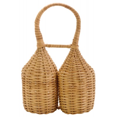 Doppel Caxixi, Rattan, Ø 2 x 7cm, H 20cm, Kamerun