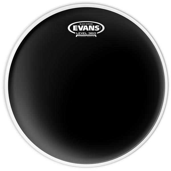 Evans Black Chrome Schlagzeugfell, schwarz, Chrom, 12'' - zwei Lagen