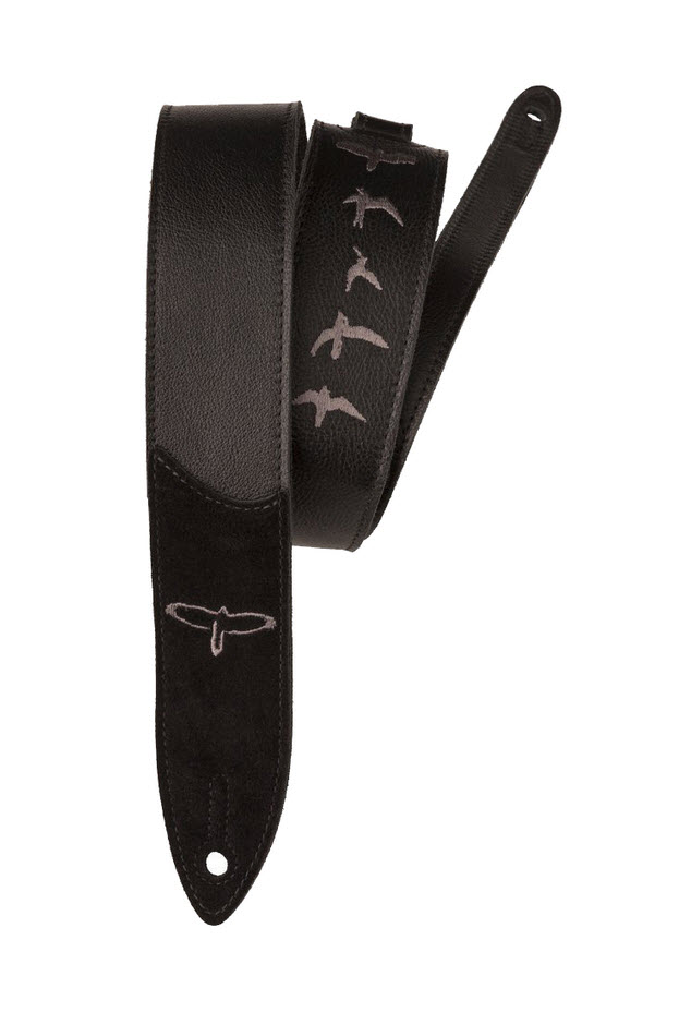 PRS Premium Leather 2" Strap Embroidered Birds Black