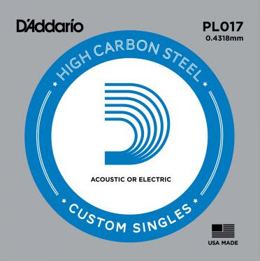 D'Addario PL017 Einzelsaite für Gitarre, blanker Stahl .017