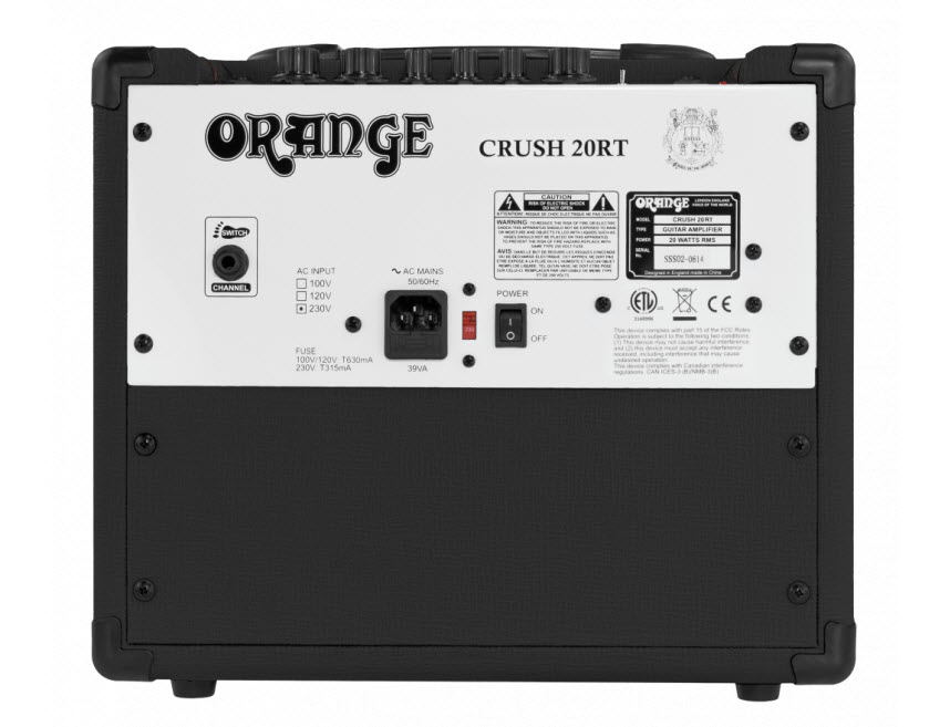 Orange Crush 20RT - Combo 1x8“ 2 Kanal mit High Gain Preamp, 3-Band EQ, Hall, 20 Watt, schwarz