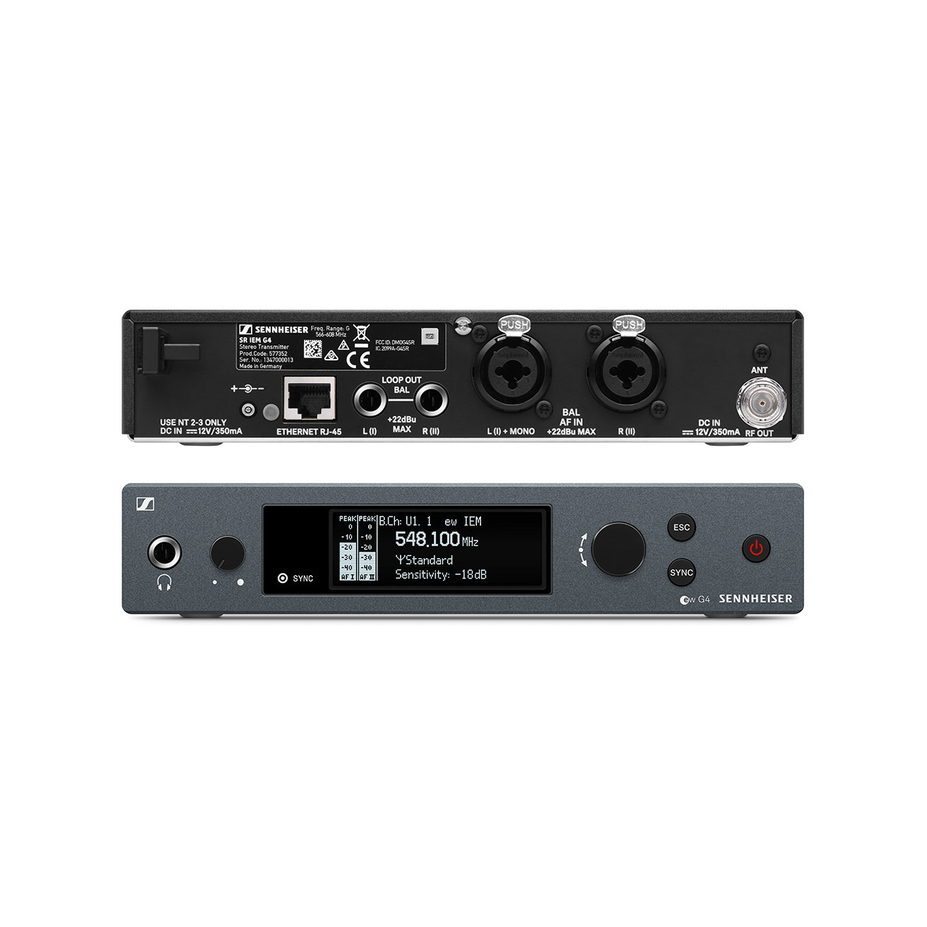 Sennheiser SR IEM G4-G Stereo-IEM-Sender. Enthält (1) GA 3 Rackmount-Kit G (566 - 608 MHz)