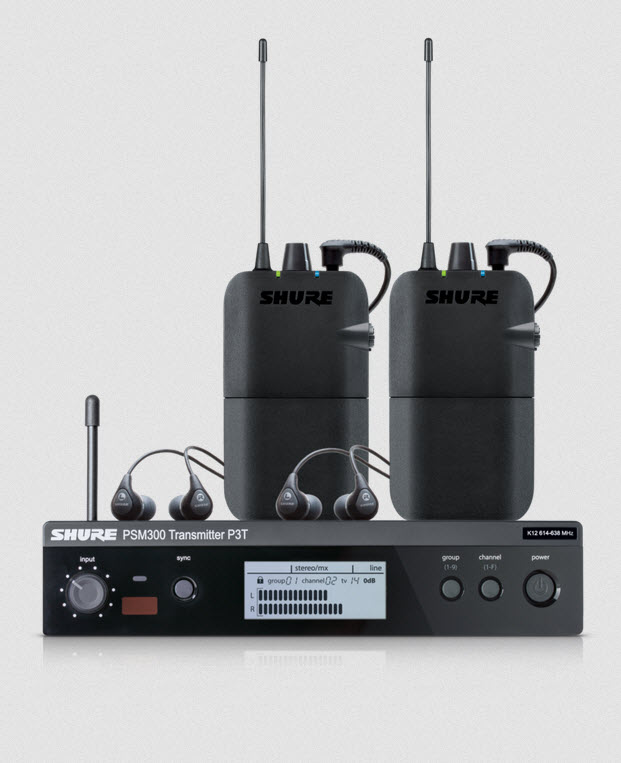 Shure PSM 300 P3TR112TW Twin Pack Stereo In-Ear Monitoring System, 606-630 MHz