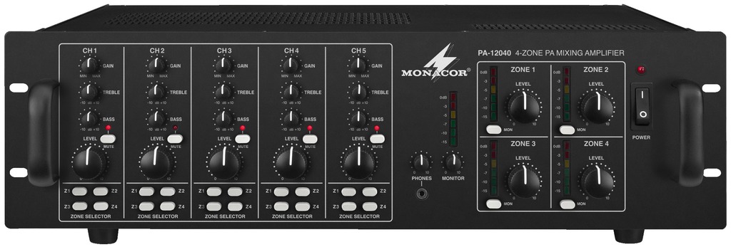 Monacor 4-Kanal-Mono-Mischverstärker PA-12040