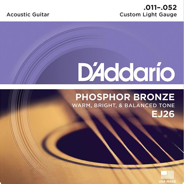 D'Addario EJ26 Phosphor Bronze Wound Cust. Light 11-52